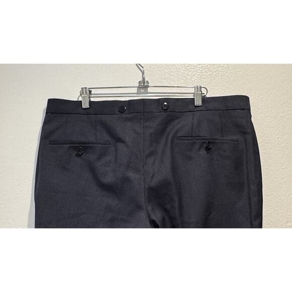 BOSS Hugo Boss Navy Virgin Wool Pants Men’s Size 38R Blue Check Classic Cuffed - Picture 8 of 14